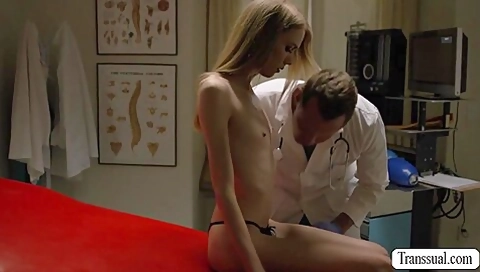 Skinny Shemale Gets Her Ass Bareback Fucked By